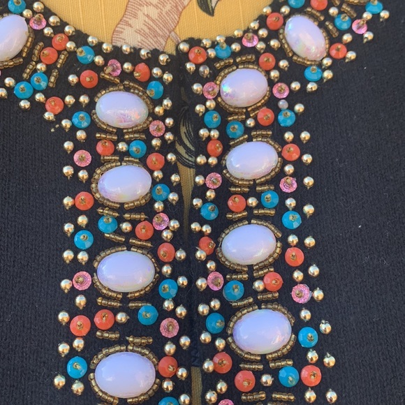 Vintage, Black long sleeve cardigan with beaded design - Picture 5 of 17